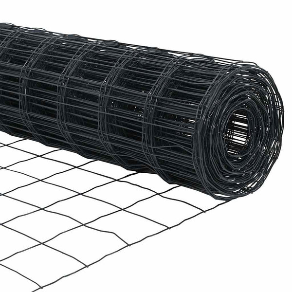 vidaXL Fence with Posts Gray 1 x 25 m Steel and PVC