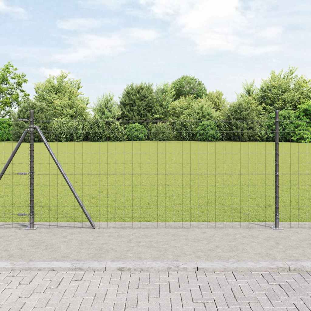 vidaXL Fence with Posts Gray 1 x 25 m Steel and PVC