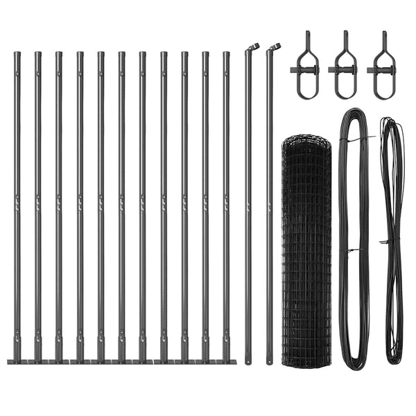 vidaXL Fence with Posts Gray 1 x 25 m Steel and PVC