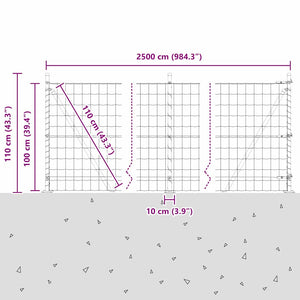 vidaXL Fence with Posts Gray 1 x 25 m Steel and PVC