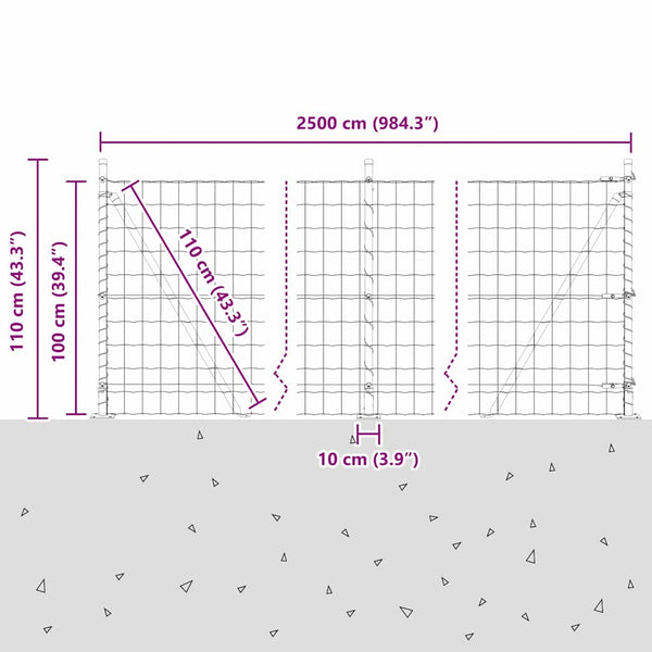 vidaXL Fence with Posts Gray 1 x 25 m Steel and PVC