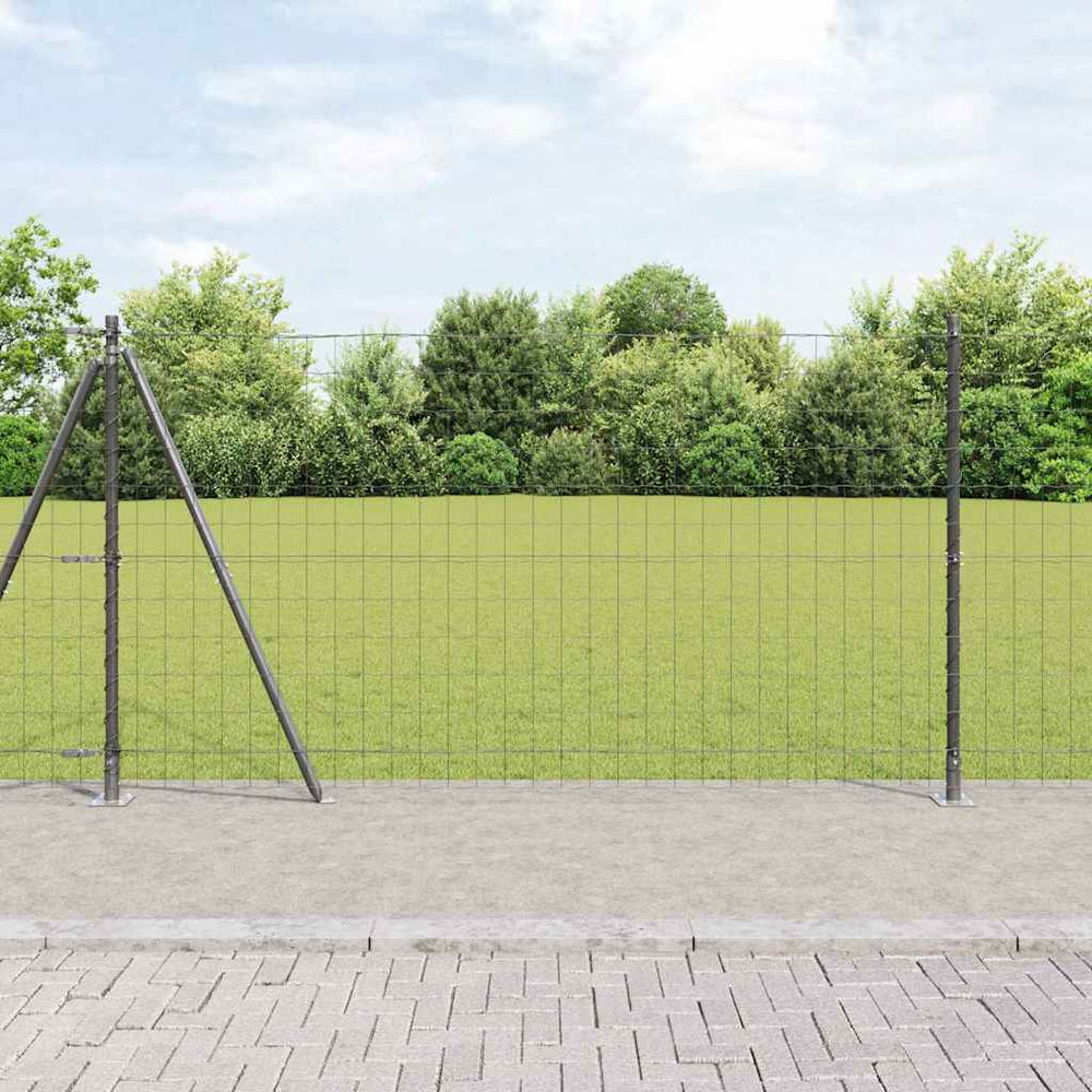 vidaXL Fence with Posts Grey 1.2 x 25 m Steel and PVC
