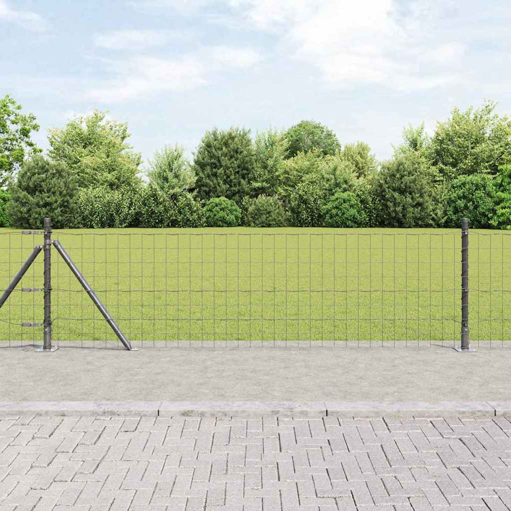 vidaXL Fence with Posts Grey 0.4 x 10 m Steel and PVC