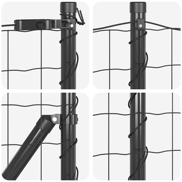 vidaXL Fence with Posts Gray 0.8 x 10 m Steel
