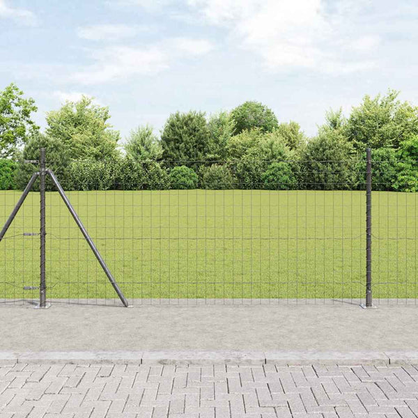 vidaXL Fence with Posts Gray 0.8 x 10 m Steel