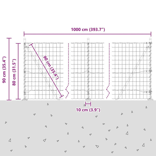 vidaXL Fence with Posts Gray 0.8 x 10 m Steel