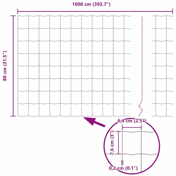 vidaXL Fence with Posts Gray 0.8 x 10 m Steel
