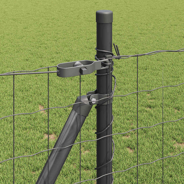 vidaXL Fence with Posts Grey 1 x 10 m Steel