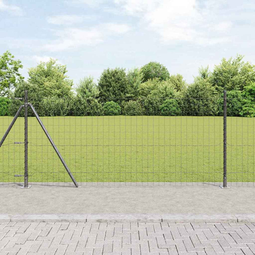 vidaXL Fence with Posts Grey 1 x 10 m Steel