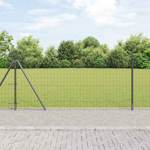 vidaXL Fence with Posts Grey 1 x 10 m Steel