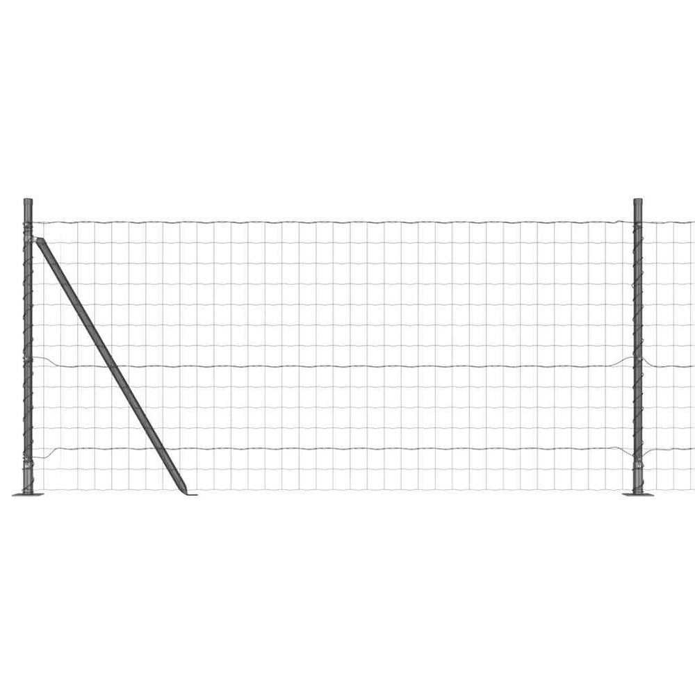 vidaXL Fence with Posts Grey 1 x 10 m Steel