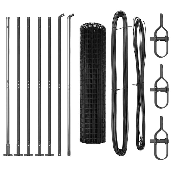 vidaXL Fence with Posts Grey 1 x 10 m Steel