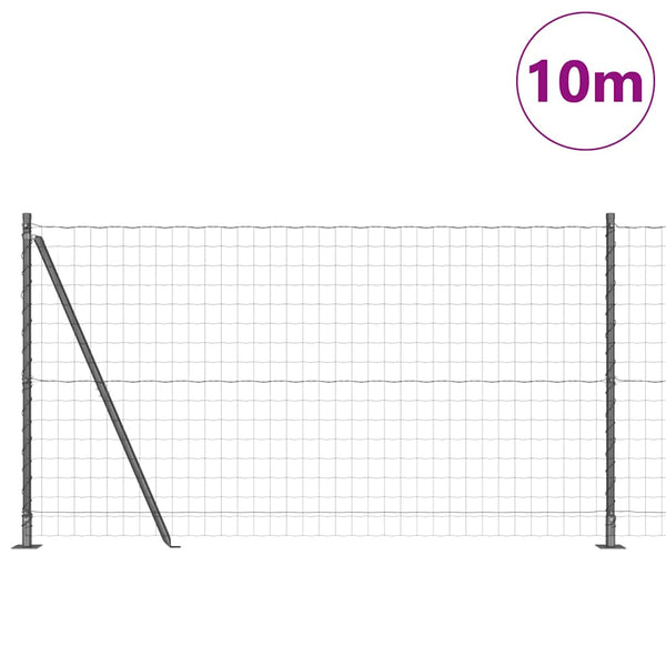 vidaXL Fence with Posts Grey 1.2 x 10 m Steel
