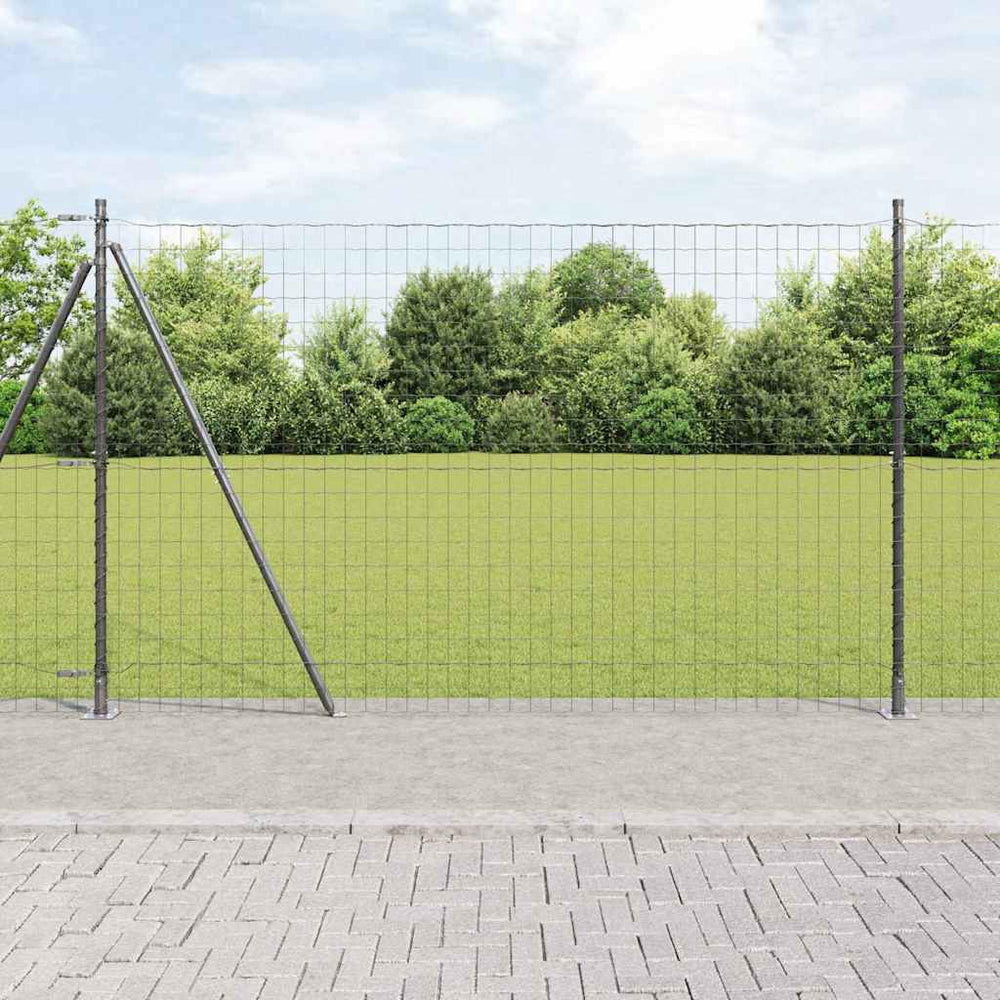 vidaXL Fence with Posts Grey 1.4 x 10 m Steel and PVC