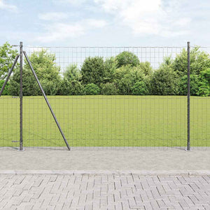 vidaXL Fence with Posts Grey 1.5 x 10 m Steel
