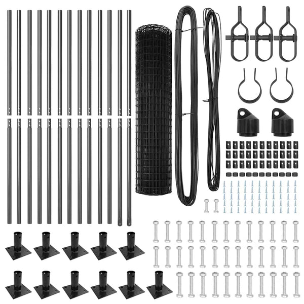 vidaXL Fence with Posts Gray 0.8 x 25 m Steel