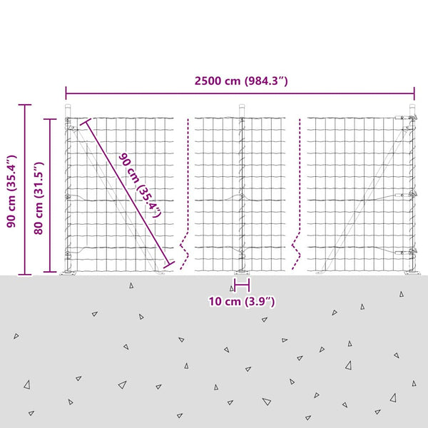 vidaXL Fence with Posts Gray 0.8 x 25 m Steel