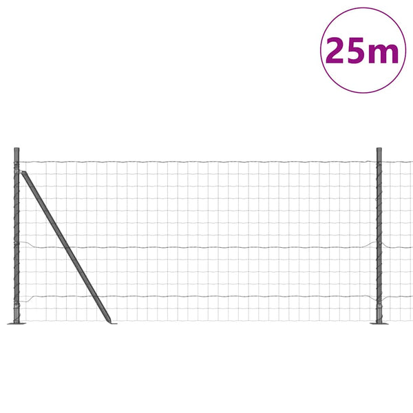 vidaXL Fence with Posts Gray 0.8 x 25 m Steel