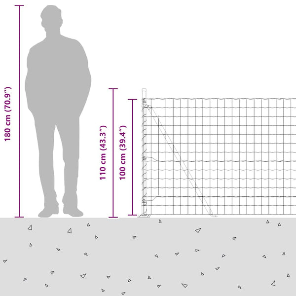 vidaXL Fence with Posts Gray 1 x 25 m Steel