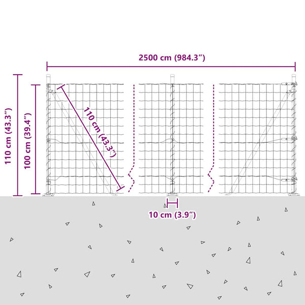 vidaXL Fence with Posts Gray 1 x 25 m Steel