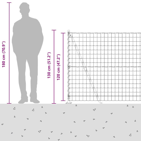 vidaXL Fence with Posts Grey 1.2 x 25 m Steel