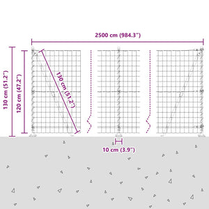 vidaXL Fence with Posts Grey 1.2 x 25 m Steel