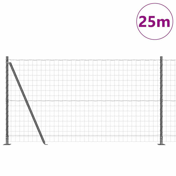 vidaXL Fence with Posts Grey 1.2 x 25 m Steel