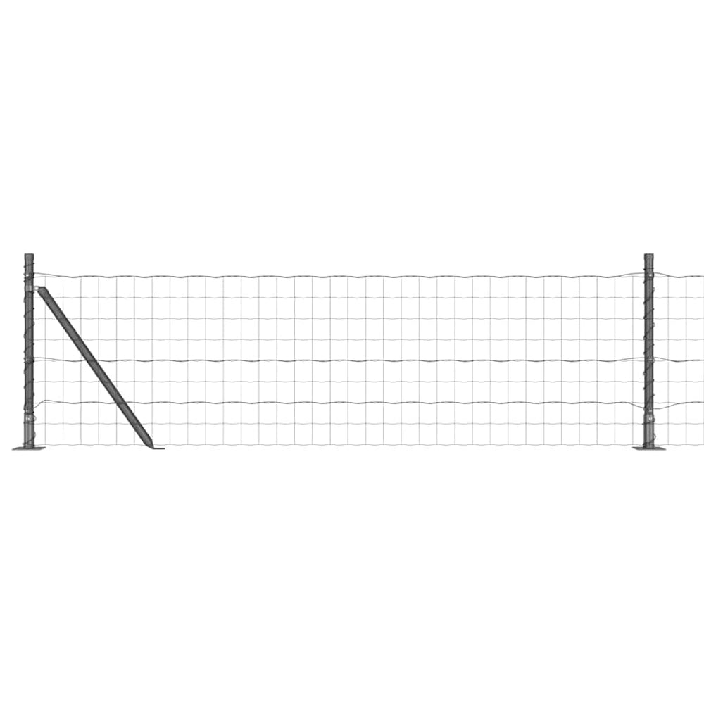 vidaXL Fence with Posts Gray 0.4 x 50 m Steel and PVC