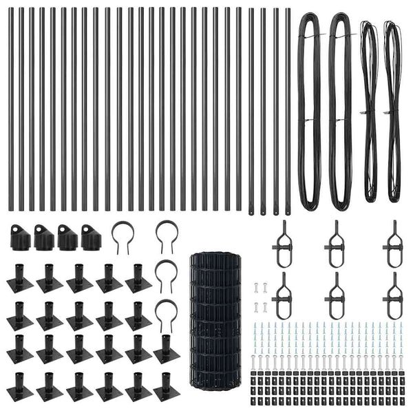 vidaXL Fence with Posts Gray 0.6 x 50 m Steel and PVC