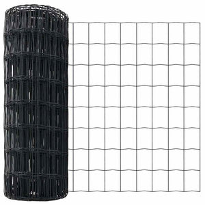 vidaXL Fence with Posts Gray 0.6 x 50 m Steel and PVC