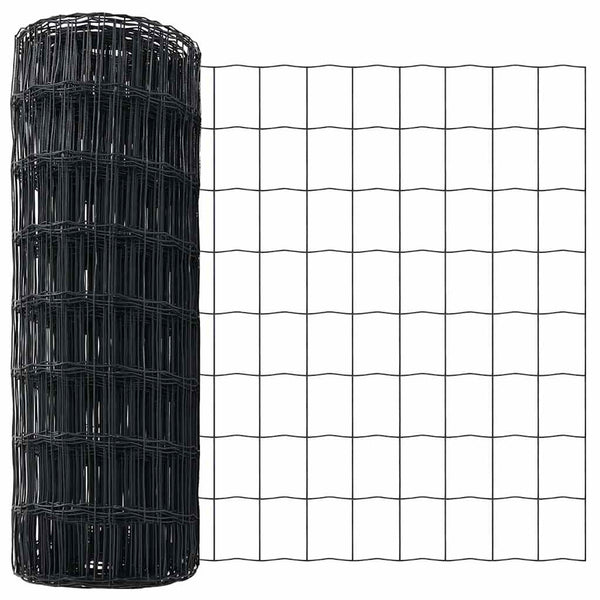 vidaXL Fence with Posts Gray 0.6 x 50 m Steel and PVC