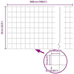 vidaXL Fence with Posts Gray 0.6 x 50 m Steel and PVC