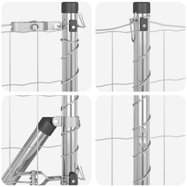 vidaXL Fence with Posts Silver 1.4 x 10 m Steel
