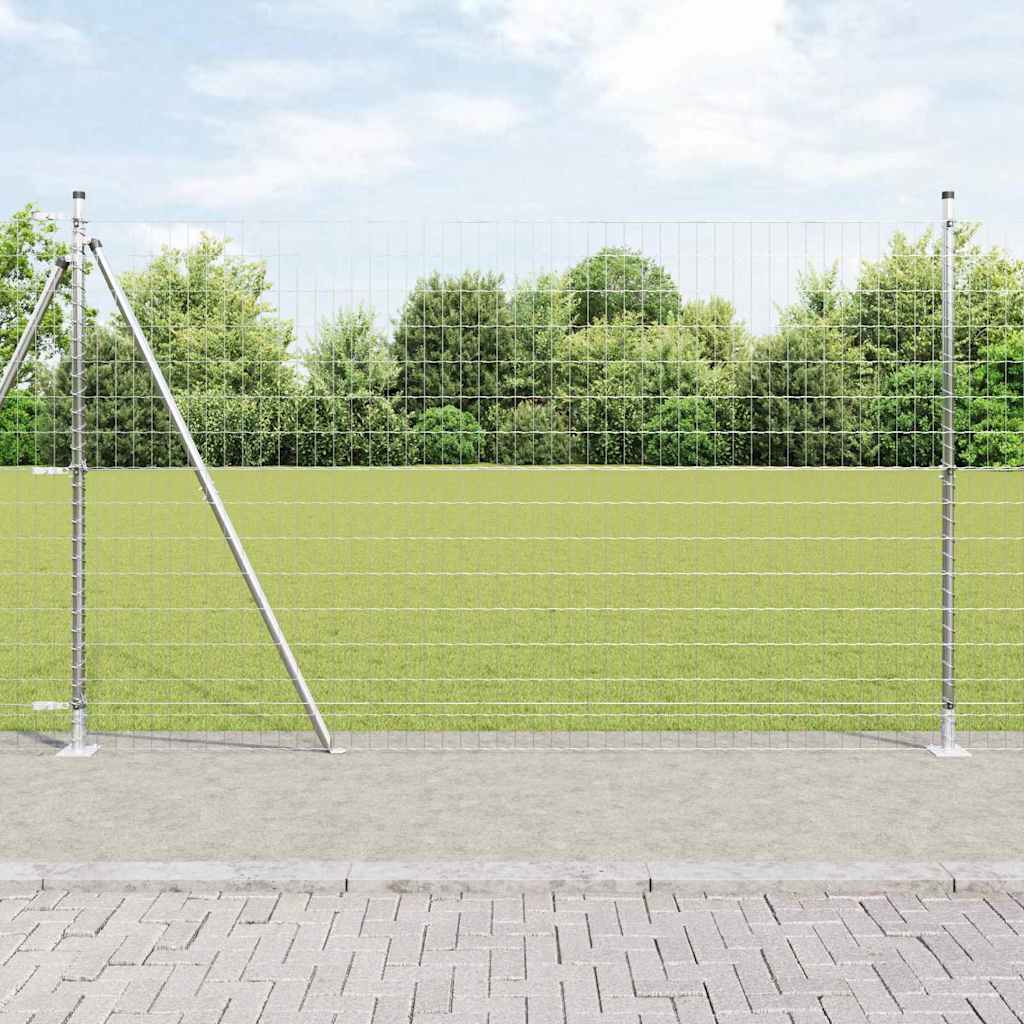vidaXL Fence with Posts Silver 1.4 x 10 m Steel
