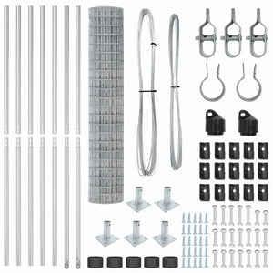vidaXL Fence with Posts Silver 1.4 x 10 m Steel