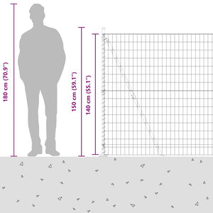 vidaXL Fence with Posts Silver 1.4 x 10 m Steel