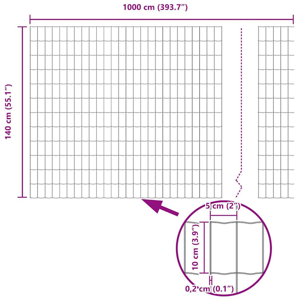 vidaXL Fence with Posts Silver 1.4 x 10 m Steel