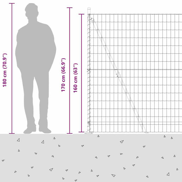vidaXL Fence with Posts Silver 1.6 x 10 m Steel