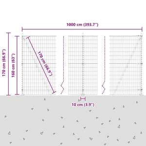 vidaXL Fence with Posts Silver 1.6 x 10 m Steel