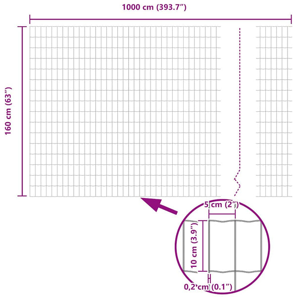vidaXL Fence with Posts Silver 1.6 x 10 m Steel