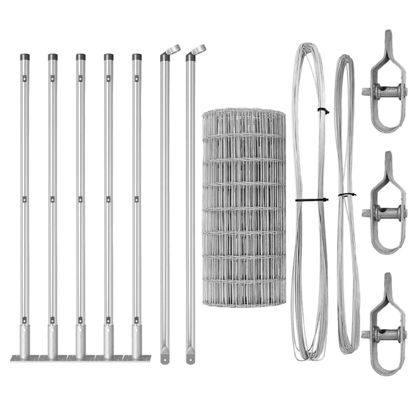 vidaXL Fence with Posts Silver 0.4 x 10 m Steel