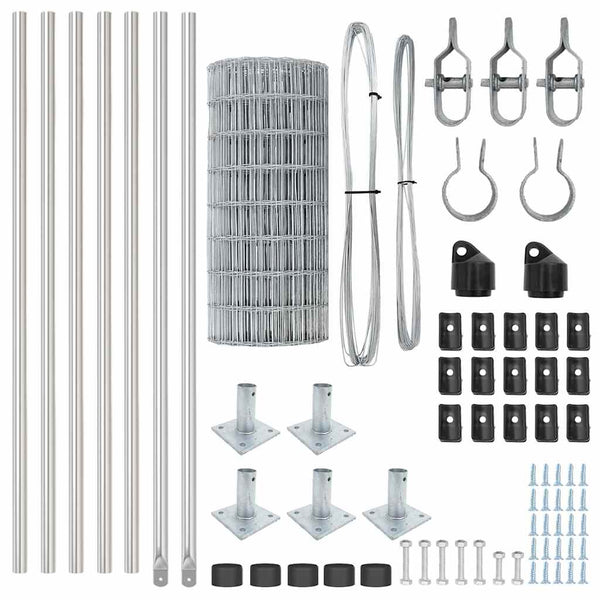 vidaXL Fence with Posts Silver 0.4 x 10 m Steel
