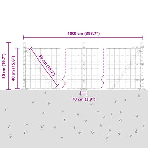 vidaXL Fence with Posts Silver 0.4 x 10 m Steel