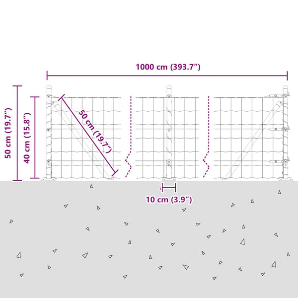 vidaXL Fence with Posts Silver 0.4 x 10 m Steel
