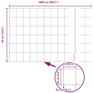 vidaXL Fence with Posts Silver 0.4 x 10 m Steel