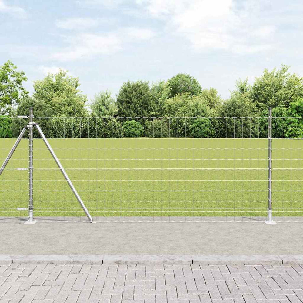 vidaXL Fence with Posts Silver 0.8 x 10 m Steel