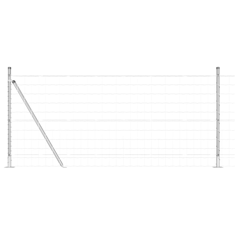 vidaXL Fence with Posts Silver 0.8 x 10 m Steel