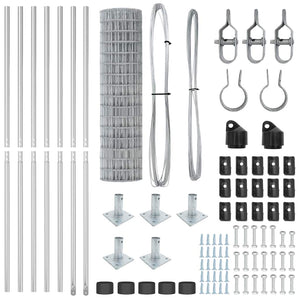 vidaXL Fence with Posts Silver 0.8 x 10 m Steel