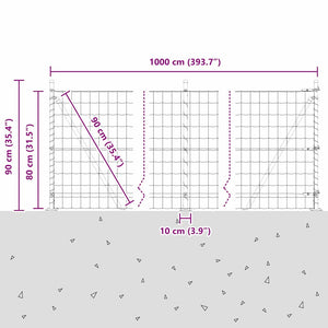 vidaXL Fence with Posts Silver 0.8 x 10 m Steel