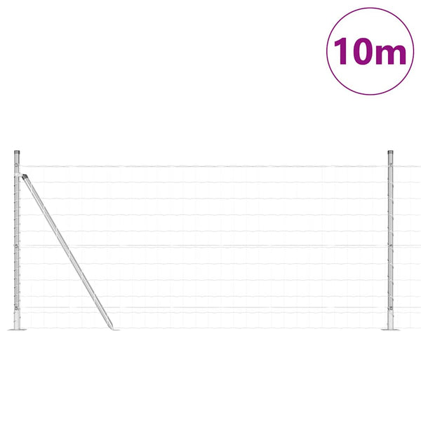 vidaXL Fence with Posts Silver 0.8 x 10 m Steel